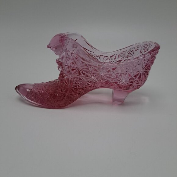 Fenton Pink Glass Shoe Slipper Daisy Button Decorative Collectible Vintage - Picture 4 of 11